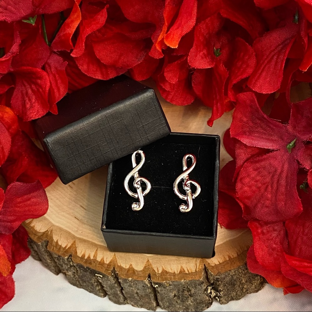 Silver Musical Note Cufflinks - Picture 13 of 16
